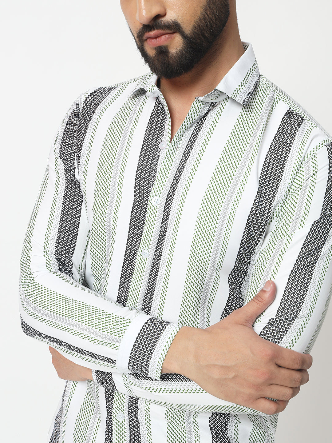 Green dot strip shirt