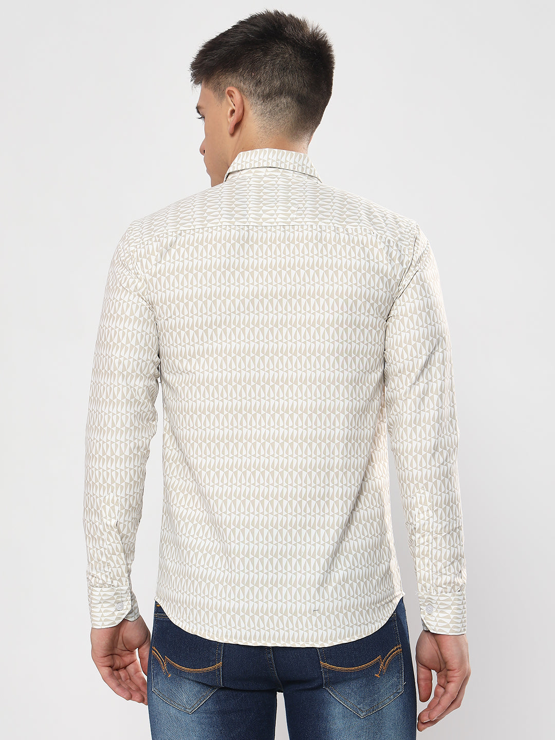 SEMI FORMAL BEIGE AND WHITE SHIRT-YF-D02