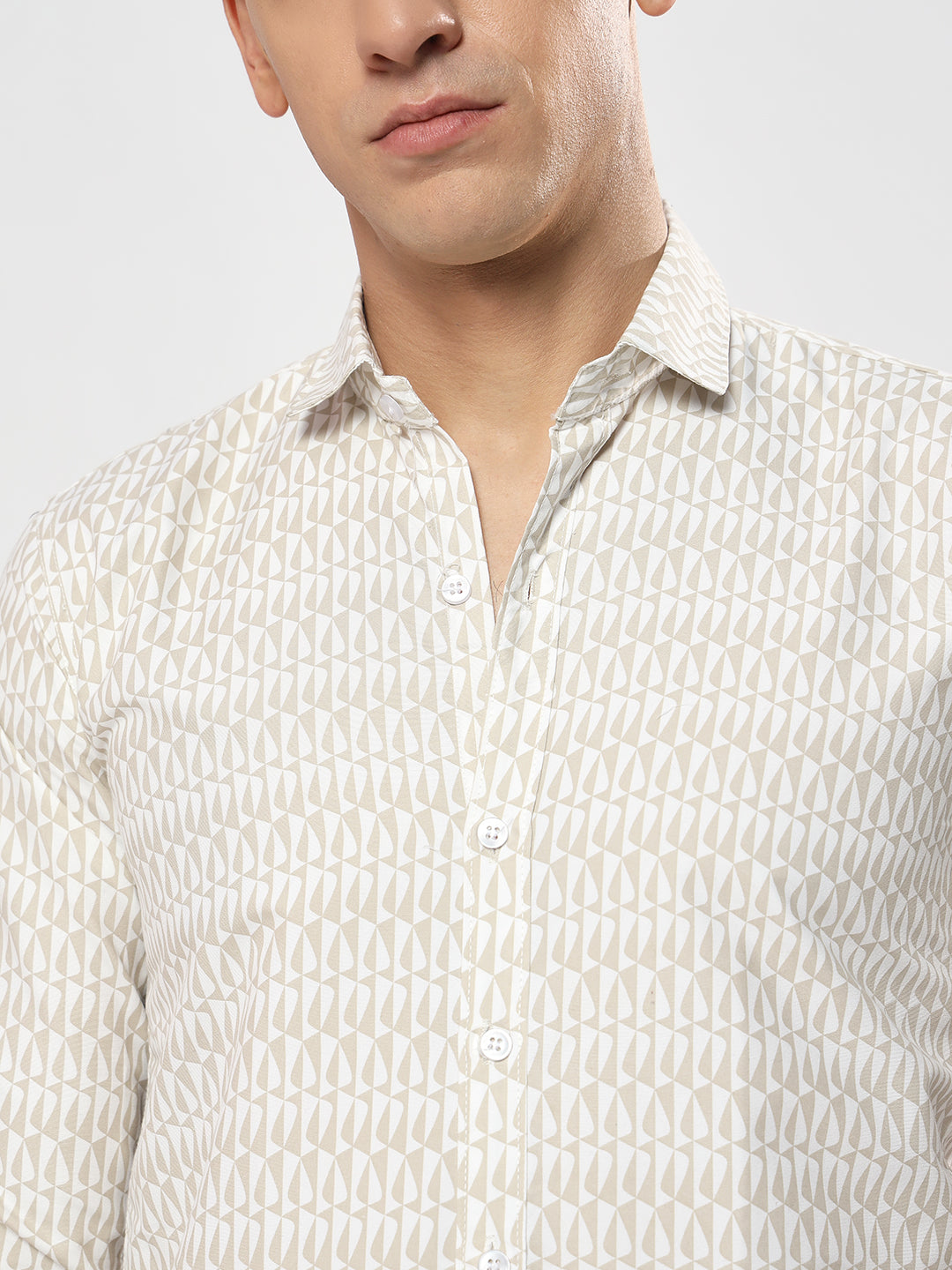 SEMI FORMAL BEIGE AND WHITE SHIRT-YF-D02