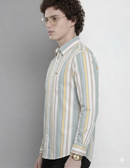 Men’s Stylish Full-Sleeve Striped Casual Shirt