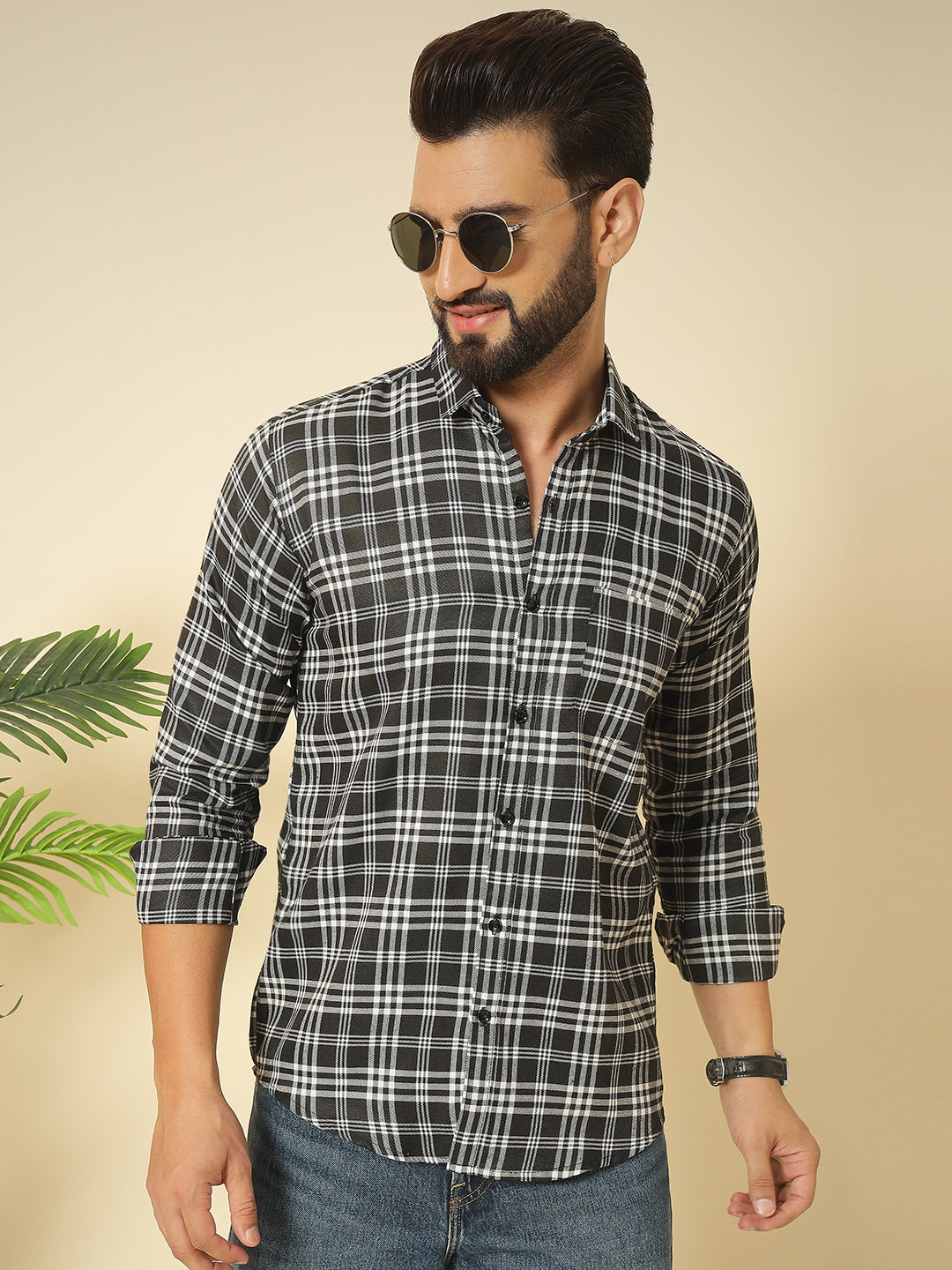 BLACK CHECK SHIRT