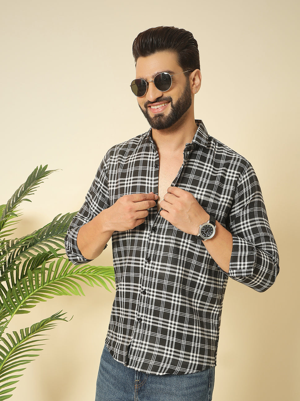 BLACK CHECK SHIRT