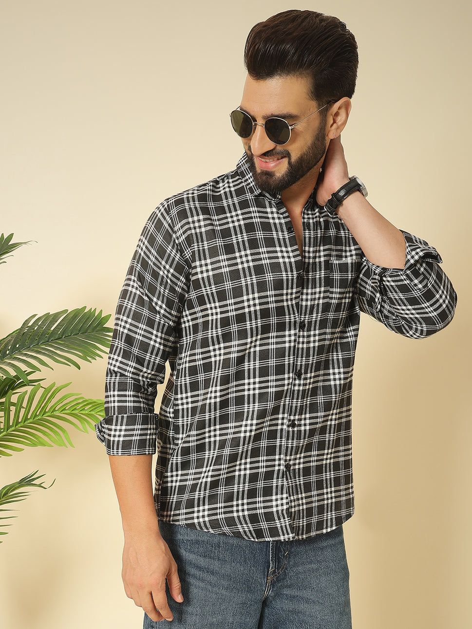 BLACK CHECK SHIRT