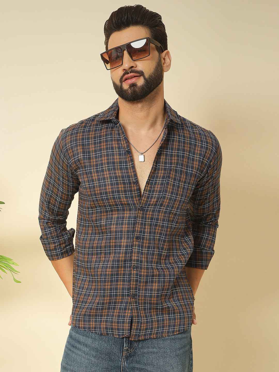 BROWN CHECK SHIRT