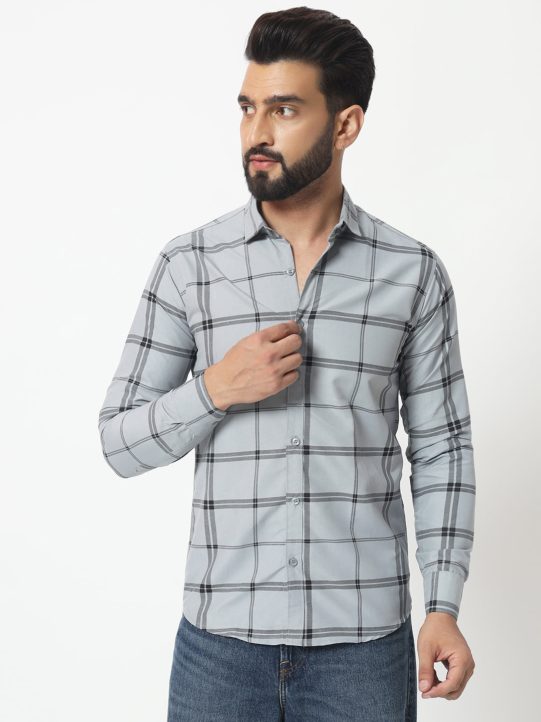 GREY BLACK SQCHECK SHIRT