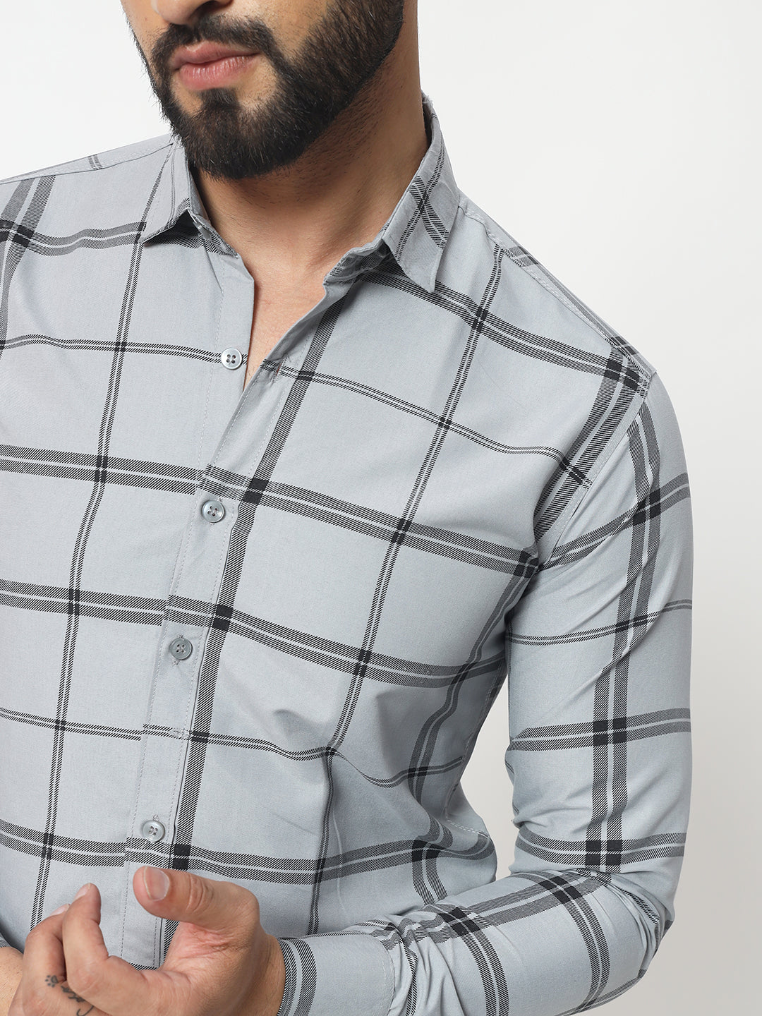 GREY BLACK SQCHECK SHIRT