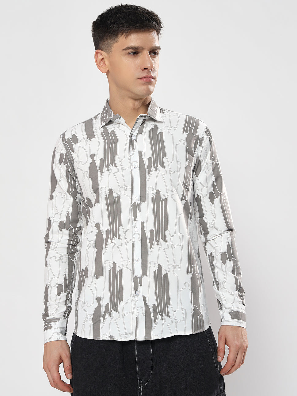 SPREAD COLLAR CASUAL PRINTED SHIRT