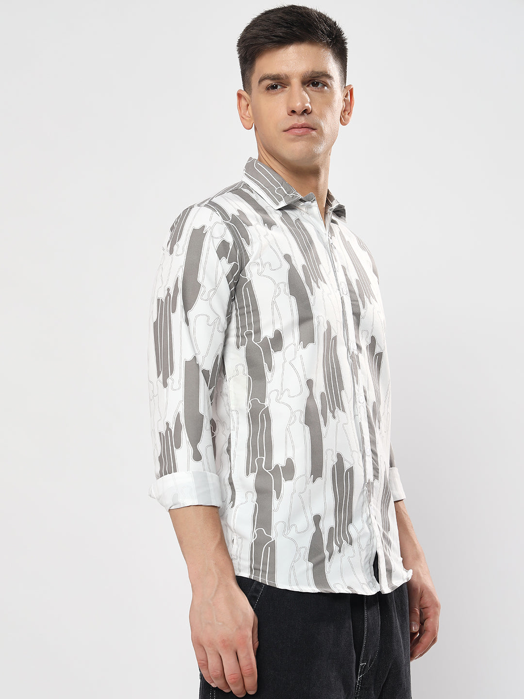 SPREAD COLLAR CASUAL PRINTED SHIRT