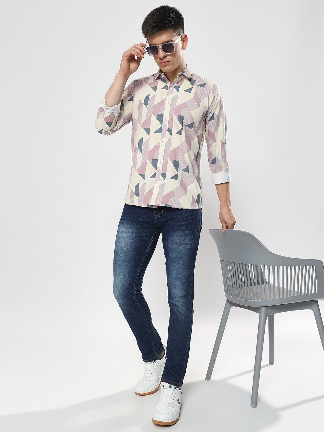 PRINTED PARTY BLUE SHIRT