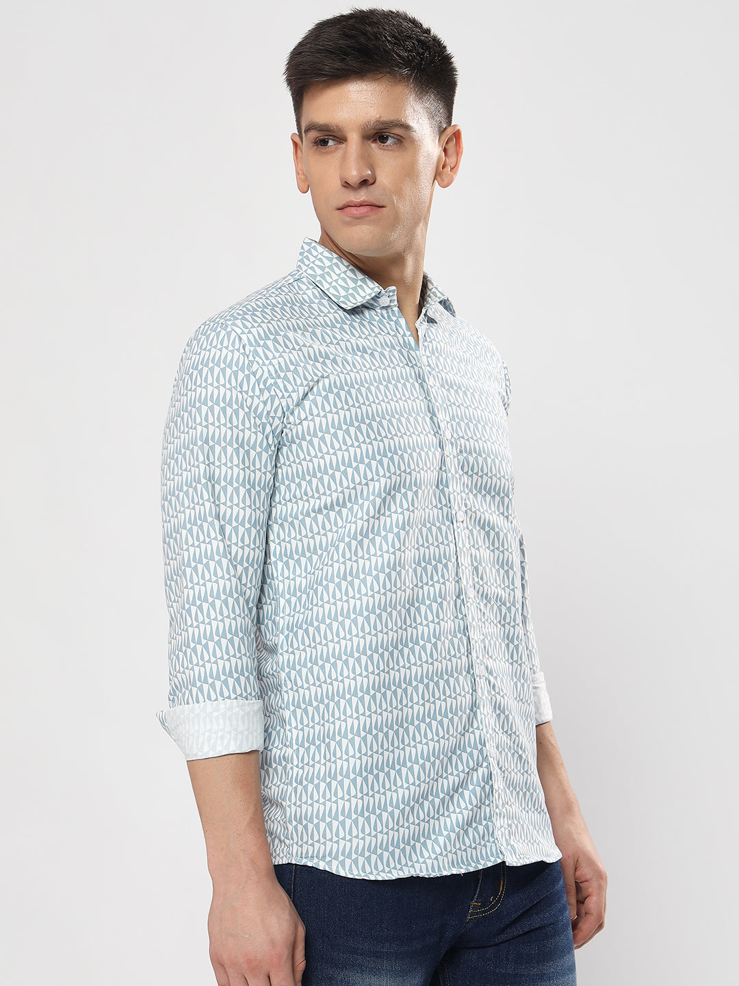 SEMI FORMAL LIGHT BLUE PRINTED SHIRT