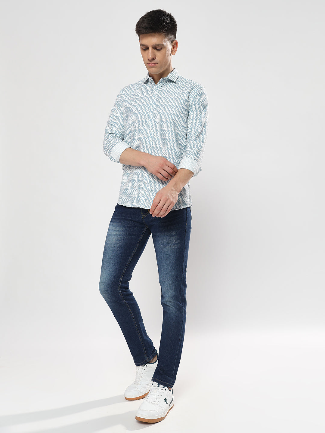 SEMI FORMAL LIGHT BLUE PRINTED SHIRT