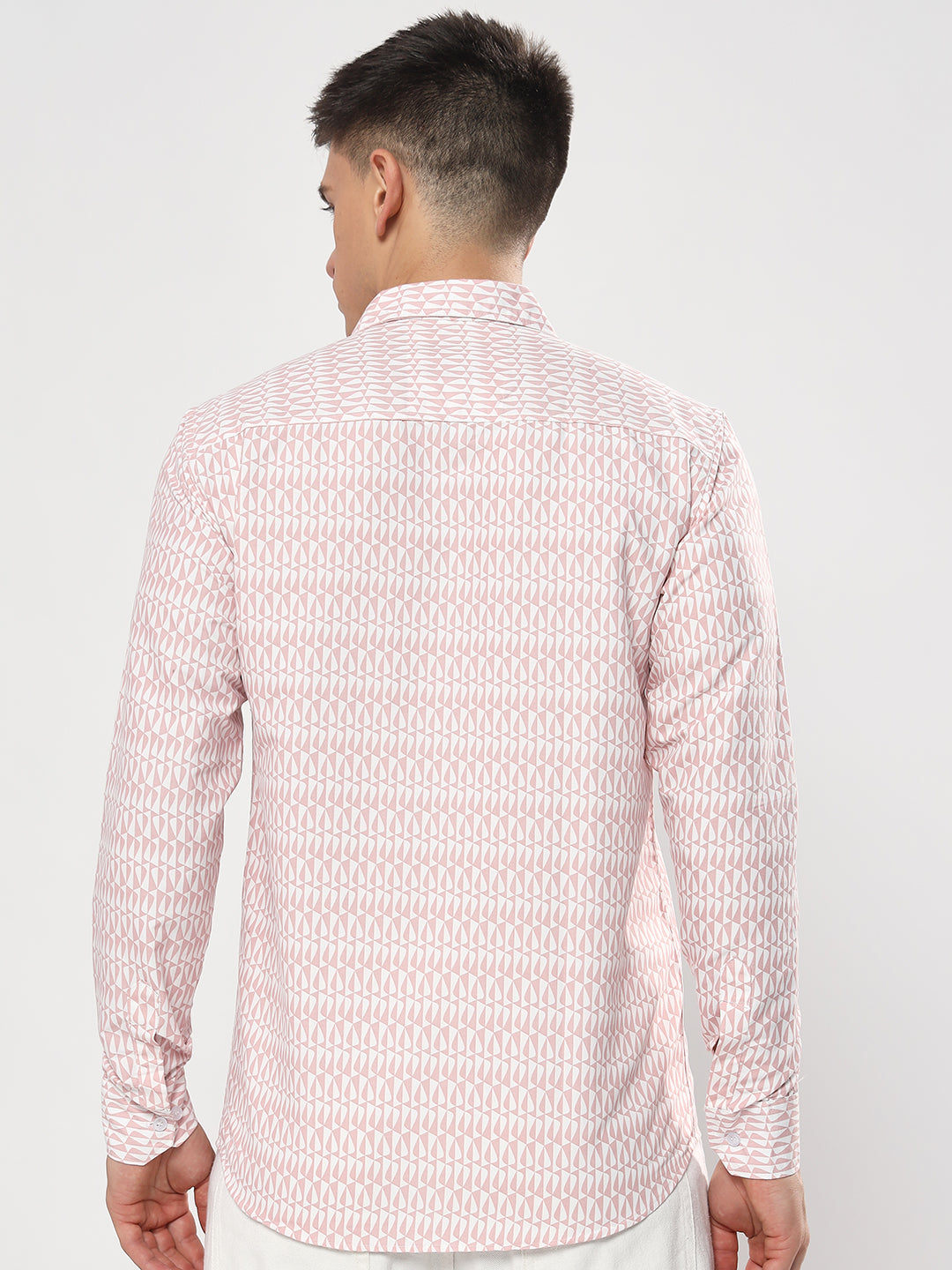 SEMI FORMAL LIGHT PINK PRINTED SHIRT