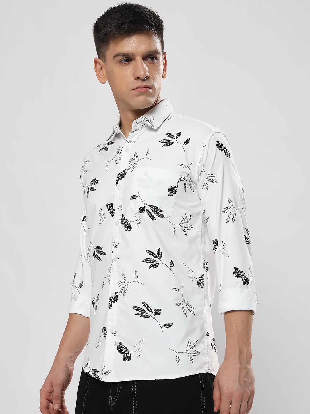 WHITE FLOWER PRINT SHIRT