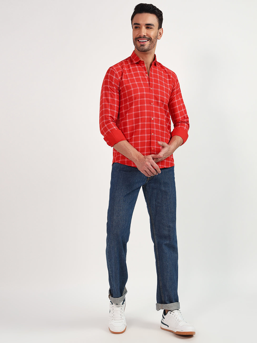 DARK-RED SMALL CHECK SHIRT