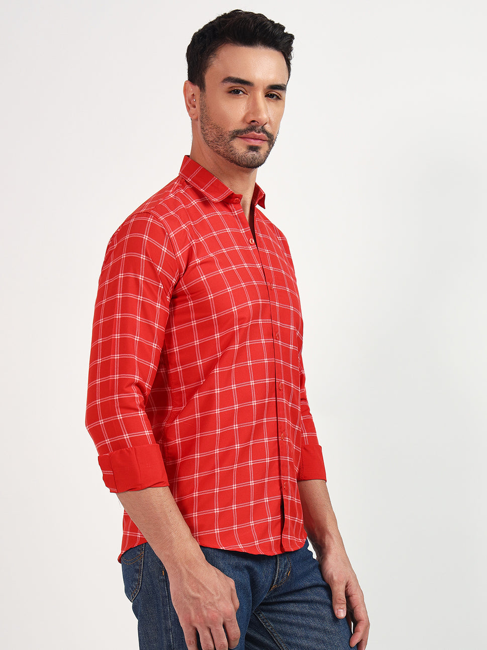 DARK-RED SMALL CHECK SHIRT