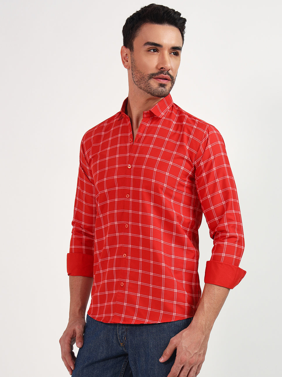 DARK-RED SMALL CHECK SHIRT