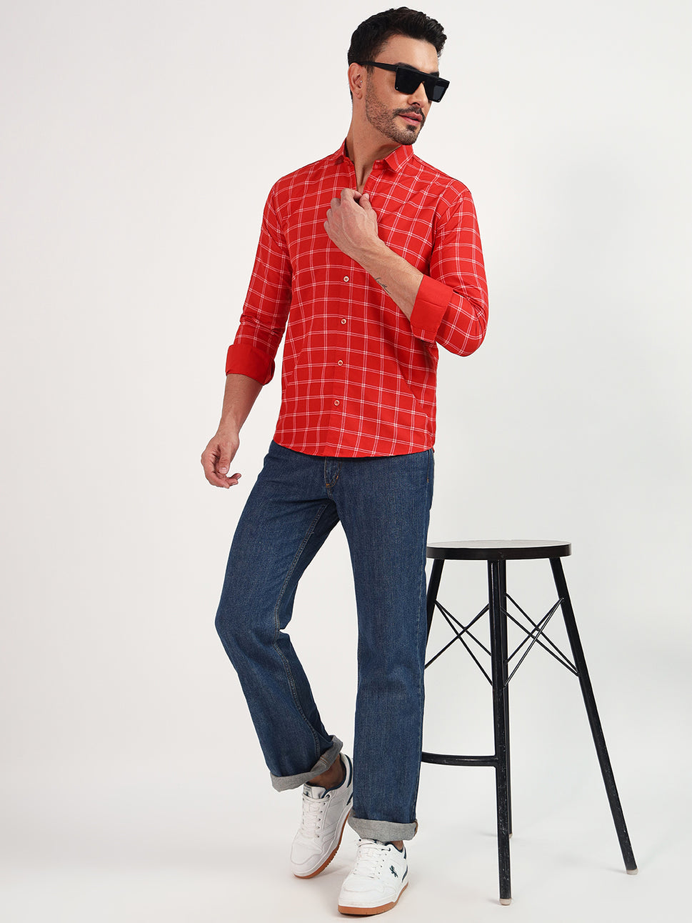 DARK-RED SMALL CHECK SHIRT