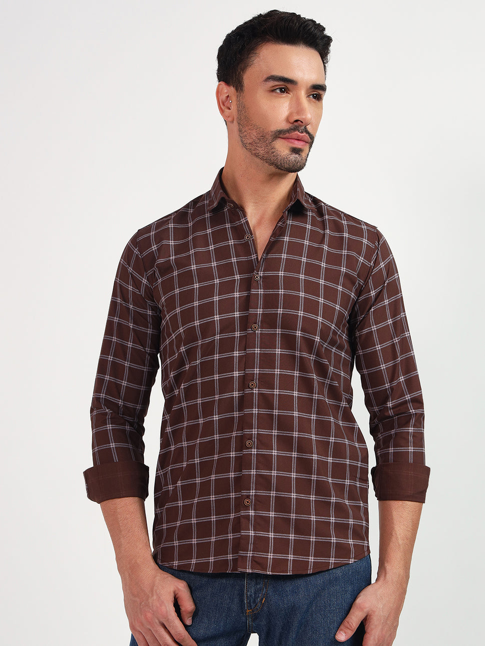 DARK-B SMALL CHECK SHIRT