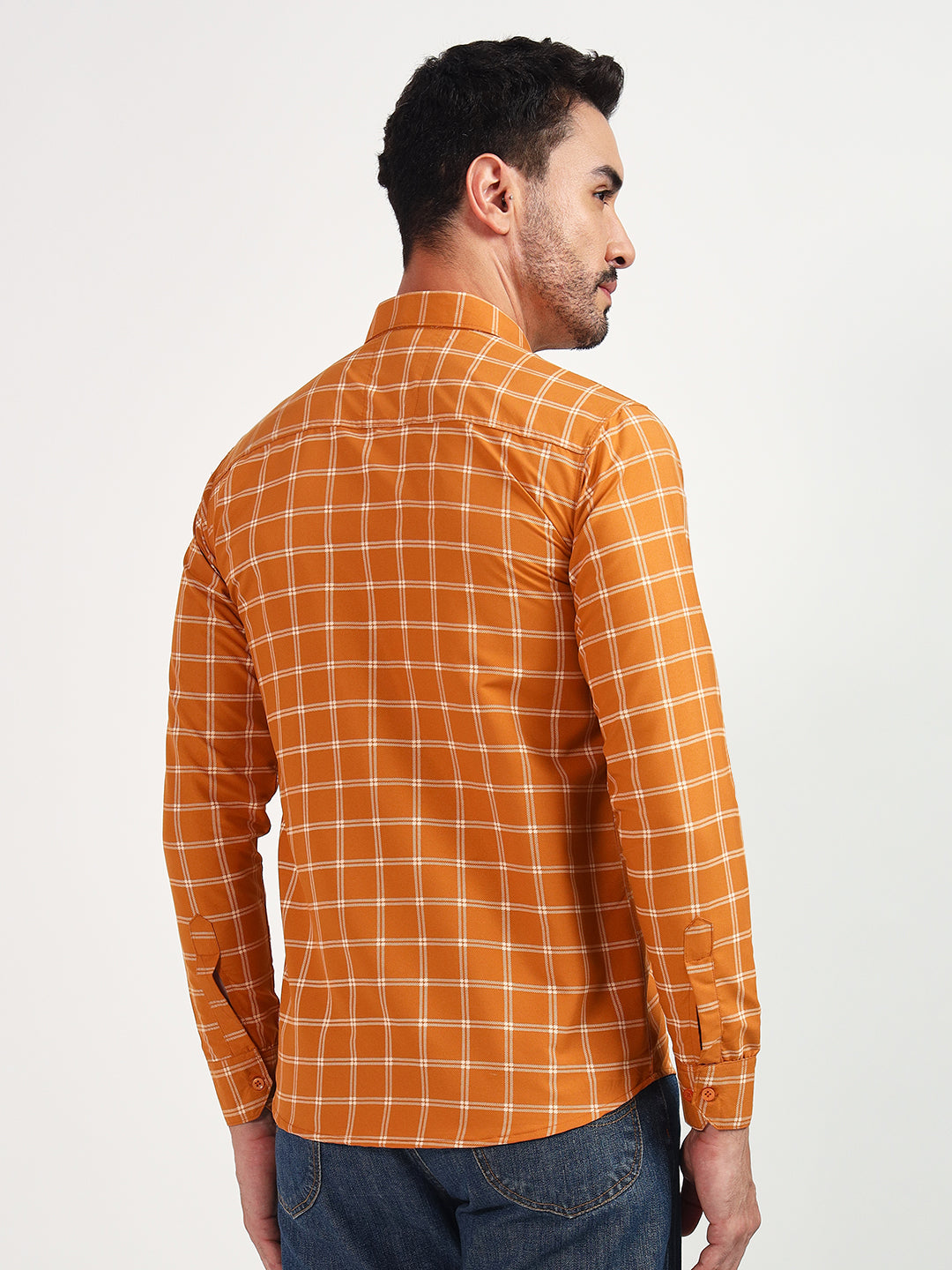 DARK-ORANGE SMALL CHECK SHIRT