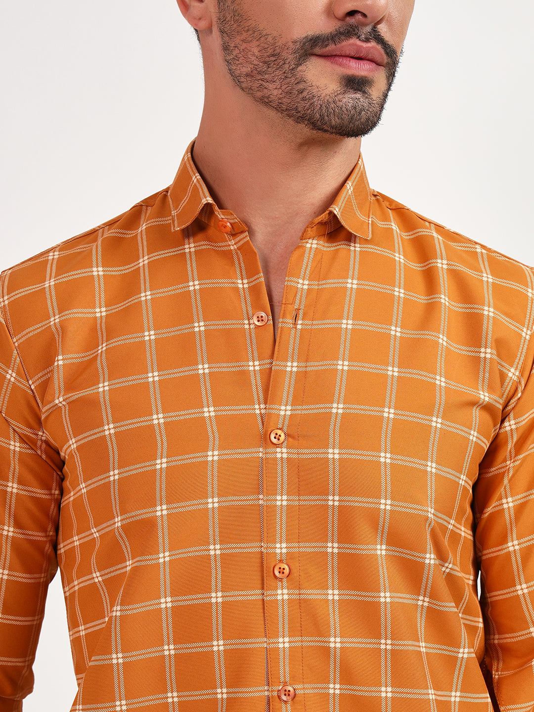 DARK-ORANGE SMALL CHECK SHIRT