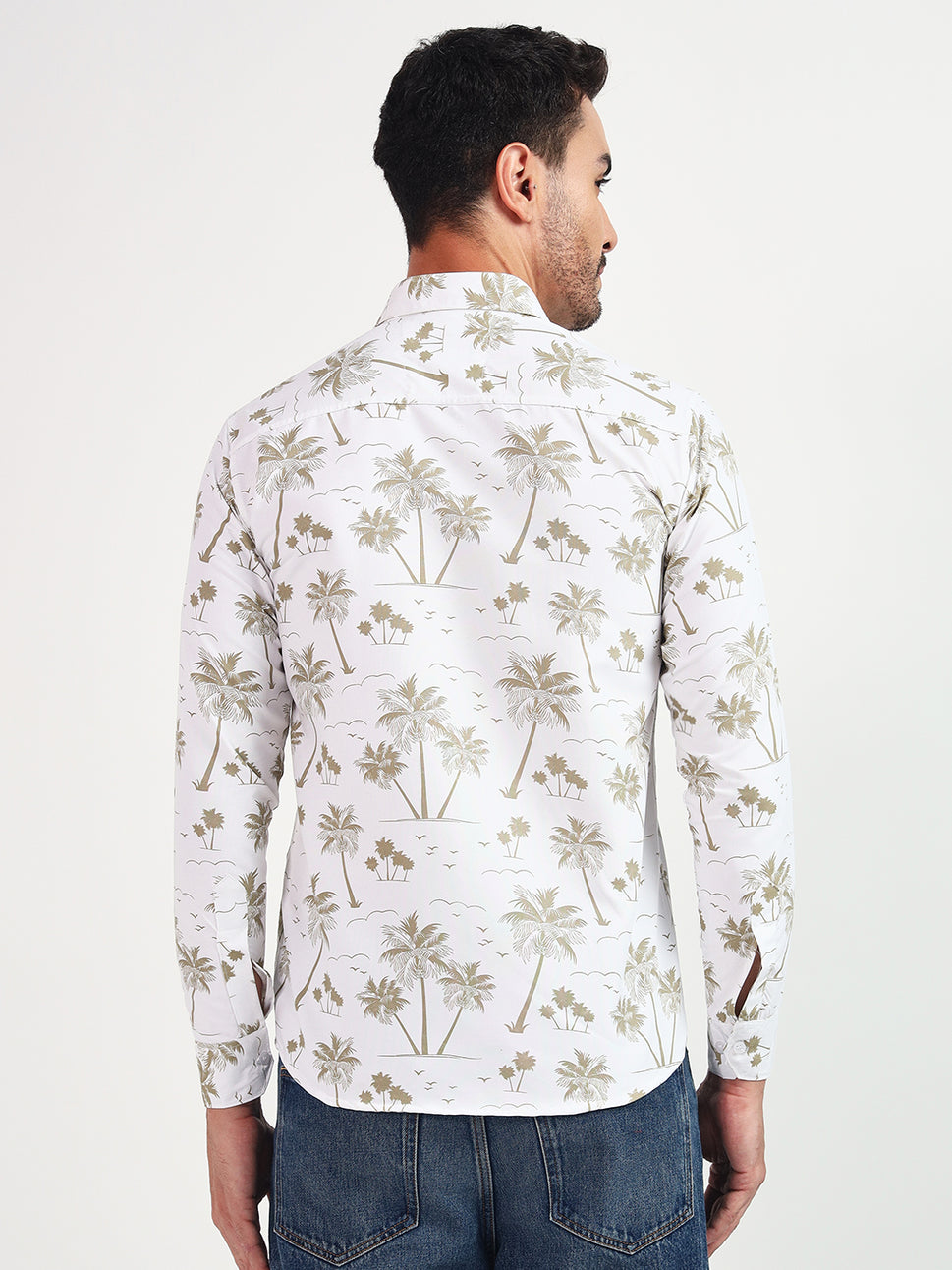 WHITE SHIRT WITH SAND COLOR TREE PRINT