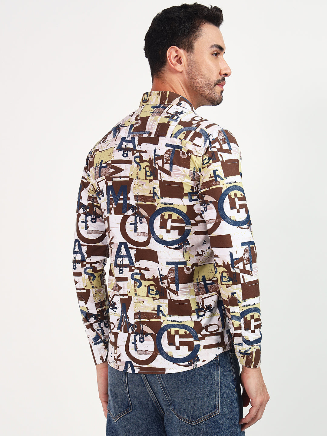 SPREAD COLLAR PRINTED CASUAL SHIRT