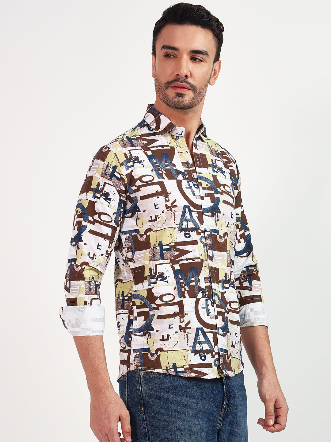 SPREAD COLLAR PRINTED CASUAL SHIRT