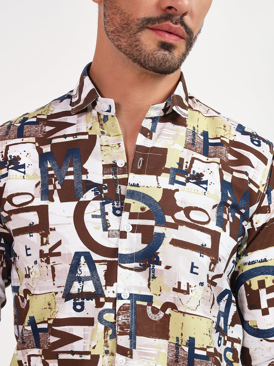 SPREAD COLLAR PRINTED CASUAL SHIRT