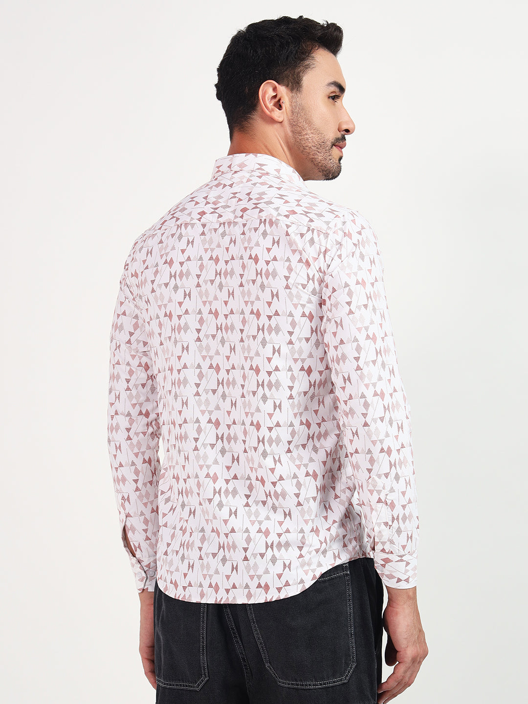 PRINTED FULL SLEEVES WHITE SHIRT