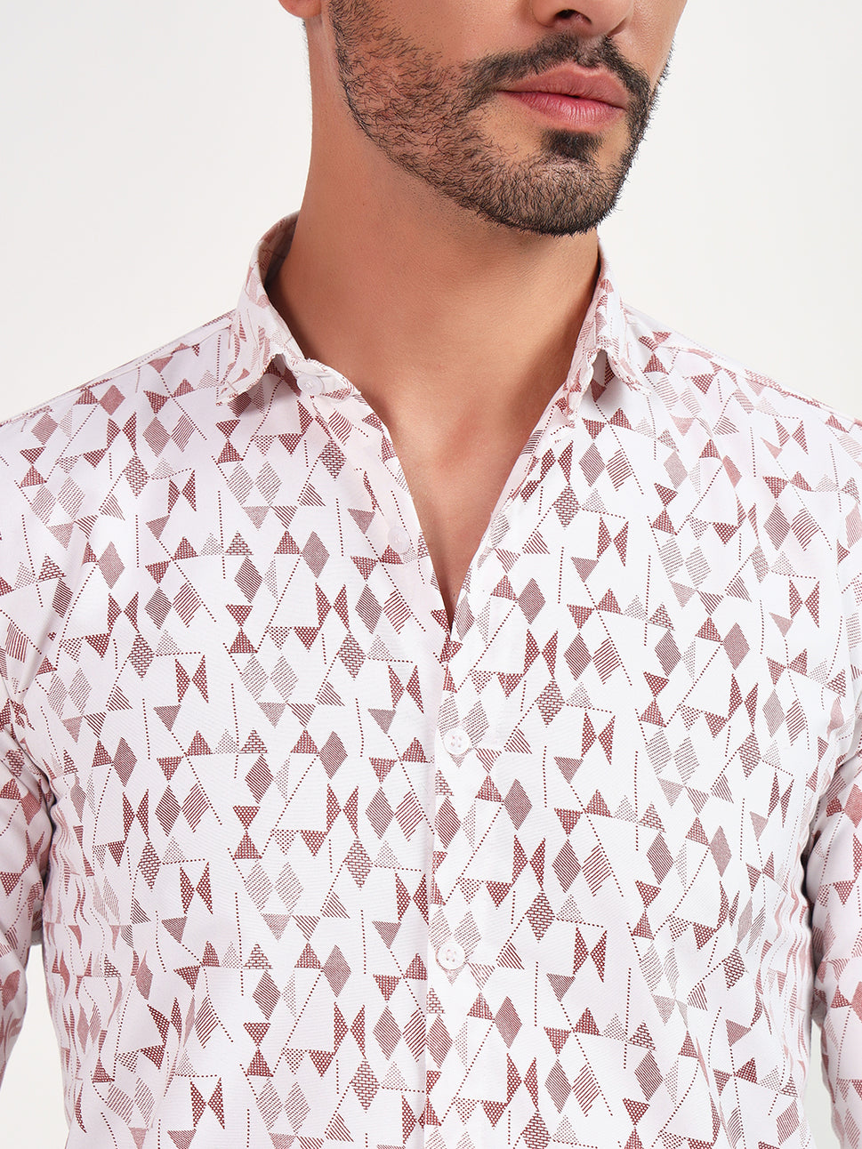 PRINTED FULL SLEEVES WHITE SHIRT