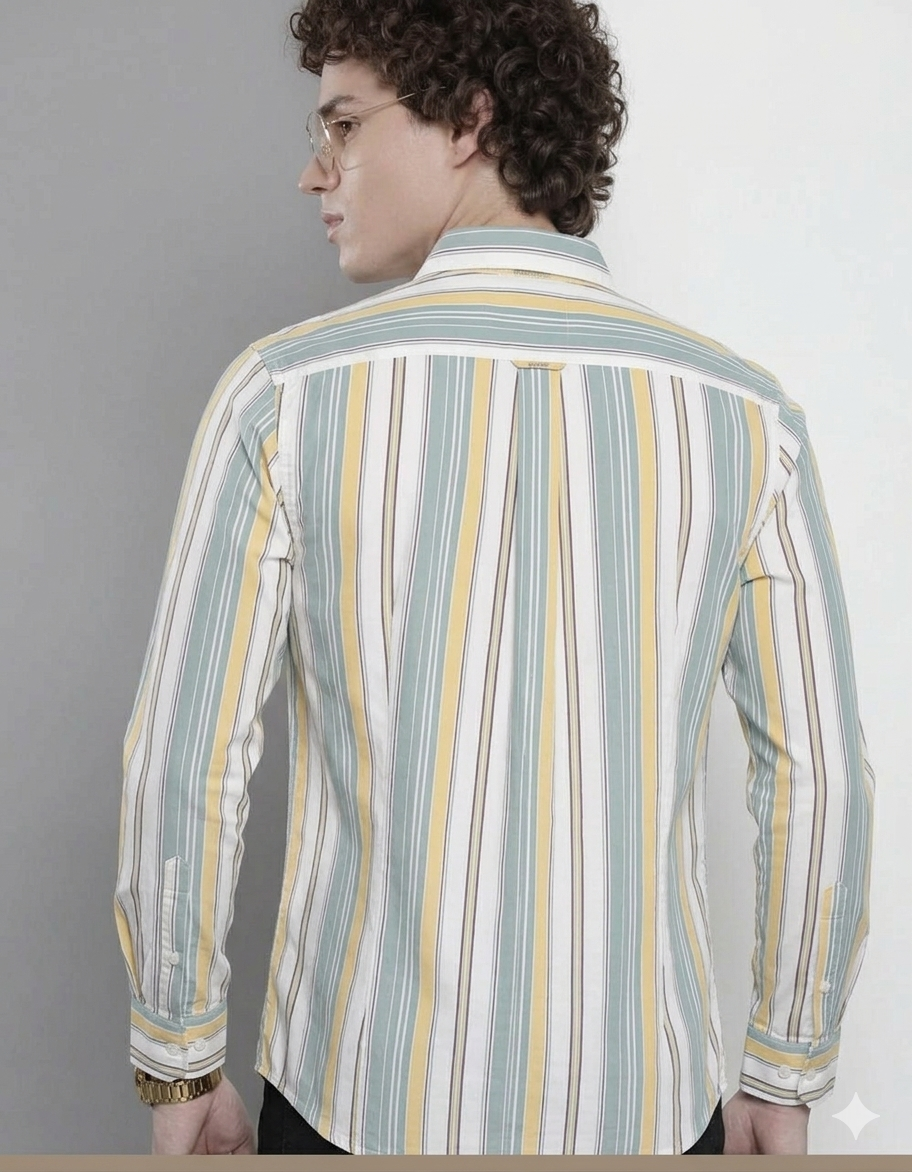 Men’s Stylish Full-Sleeve Striped Casual Shirt