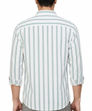 Switch Men’s Stylish White &amp; Green Striped Casual Shirt 2 image