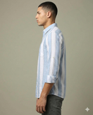 Switch Men’s Stylish Light Blue Striped Cotton Blend Shirt 4 image